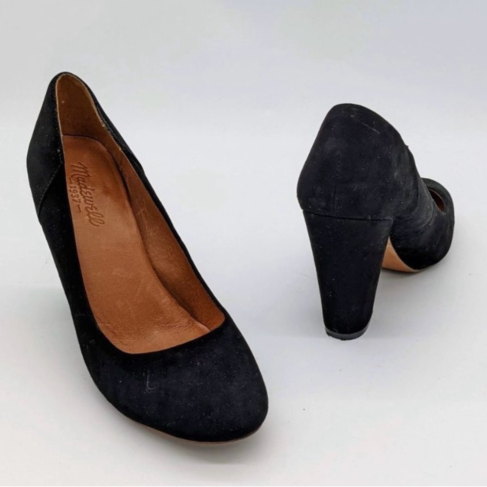 Madewell Black Suede Round Toe The Frankie Pump Size 8